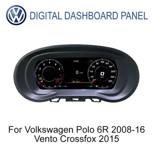 หน้าปัดดิจิทัล LCD ขนาด 9 นิ้ว แบบติดตั้งด้านหน้า สำหรับ VW Polo 6R ปี 2008-2016, Vento และ CrossFox ปี 2015