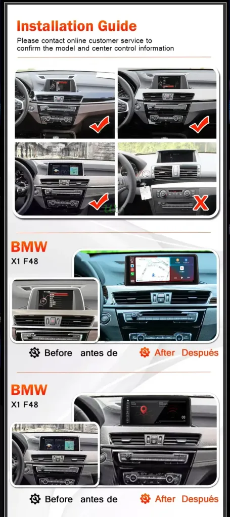 BMW X1 F48 NBT EVO หน่วยควบคุมระบบแอนดรอยด์