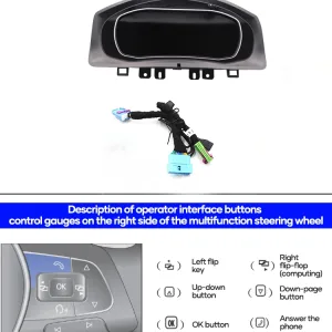 ชุดมาตรวัดดิจิทัล Volkswagen Tiguan 2009–2017 12.3-inch ช่องเชื่อมต่อด้านหลังและพอร์ตสายไฟ