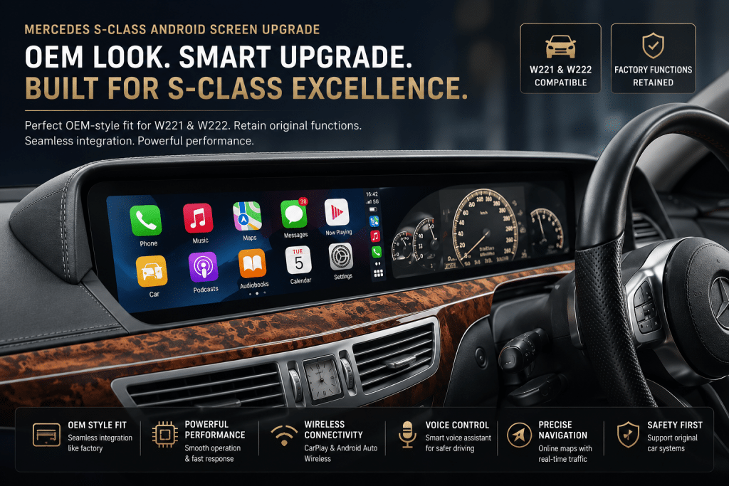 Mercedes S-Class Android Head Unit สำหรับ W221 และ W222: การติดตั้งแบบ OEM และการคงฟังก์ชันการทำงานจากโรงงาน