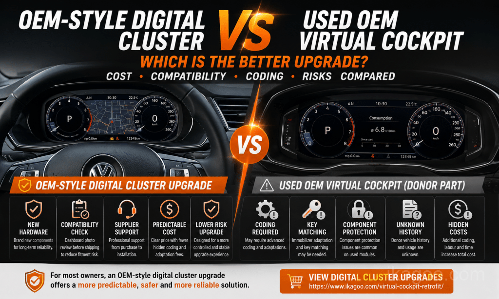อัปเกรด Digital Cluster ที่ดีที่สุด: สไตล์ OEM vs Used OEM Virtual Cockpit