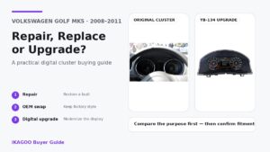 คู่มือการซื้อ VW Golf MK5 คลัสเตอร์หน้าปัดดั้งเดิมและ YB-134 ดิจิทัลคลัสเตอร์อัปเกรด