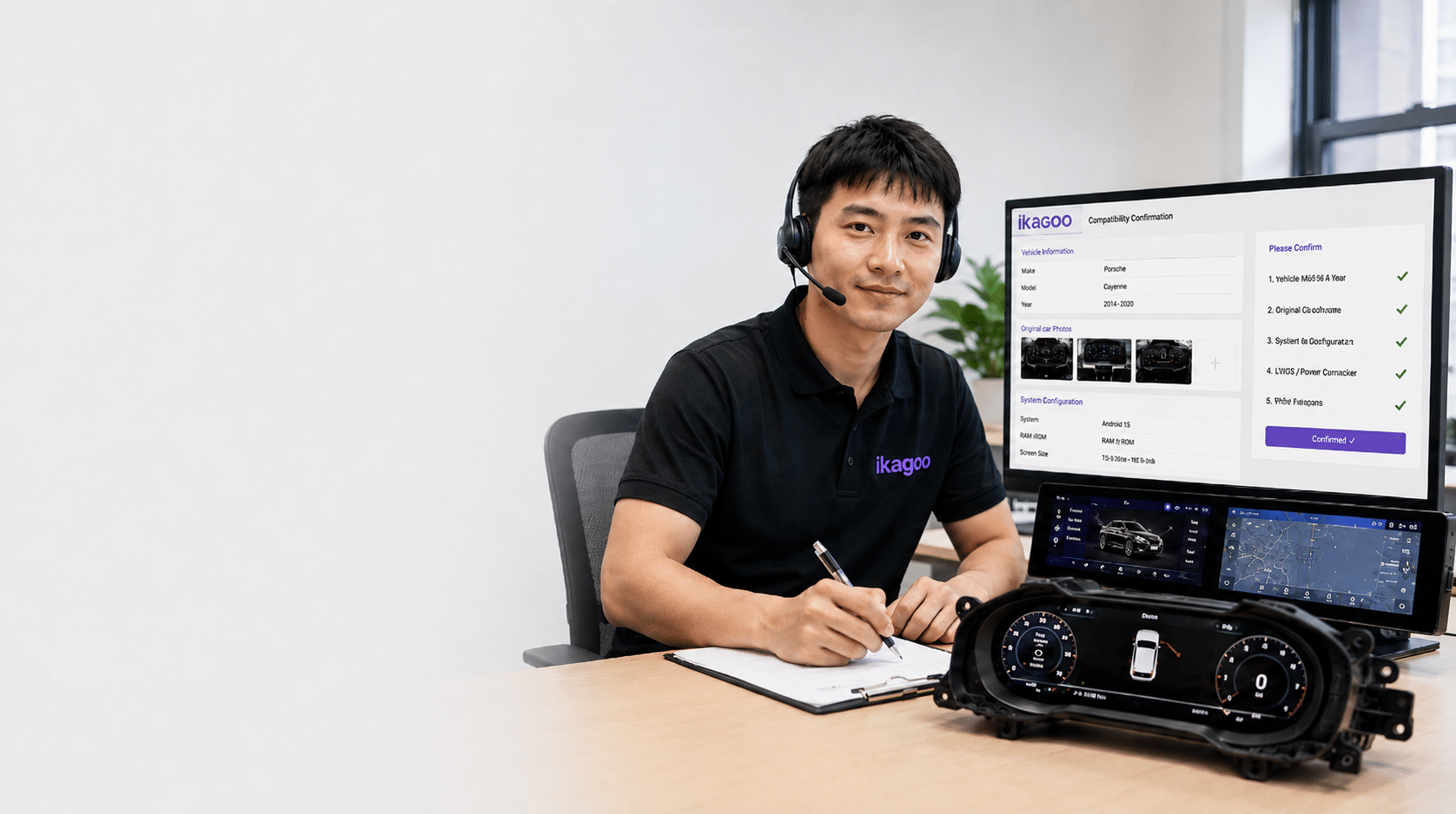 Kỹ sư iKAGOO đang xem xét khả năng tương thích xe cho nâng cấp cụm đồng hồ kỹ thuật số và đầu Android