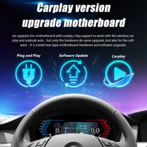 BMW E60 E61 dashboard view showing the upgraded digital cluster and CarPlay version graphic