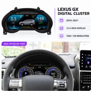 การเปรียบเทียบจอมาตรวัดดิจิทัล Lexus GX กับมุมมองตำแหน่งขับขี่ที่ติดตั้งแล้ว